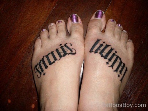 Ambigram Tattoo On Foot