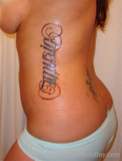 Ambigram Tattoo Design On Rib 