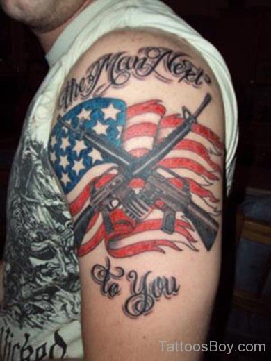 American Flag And Gun Tattoo