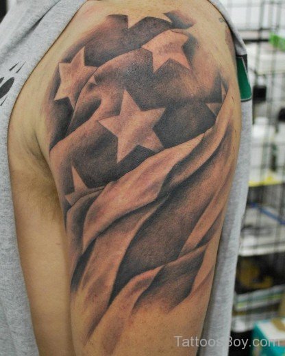 American Flag And Star Tattoo