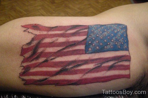 American Flag Tattoo Design On Bicep