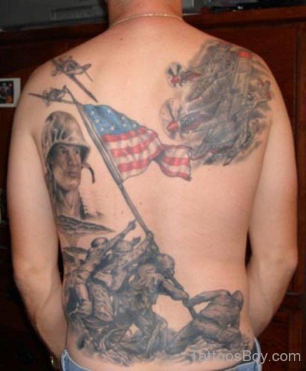 American Flag Tattoo On Back