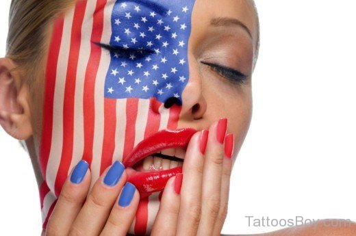 American Flag Tattoo On Face