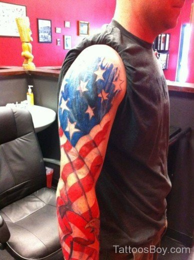 American Flag Tattoo On Full Sleeve