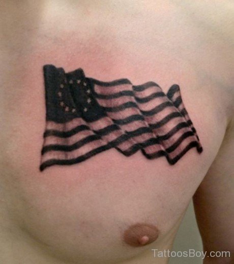 American Flag Tattoo On chest