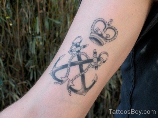 Anchor And Crown Tattoo