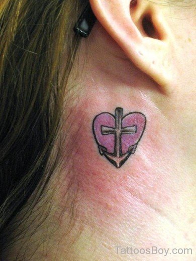 Anchor Tattoo On Neck