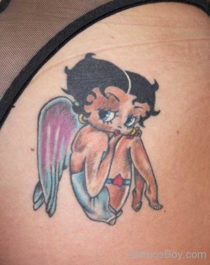 Angel Betty Boop Tattoo Design On Shoulder