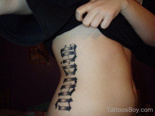 Attractive Ambigram Tattoo On Rib