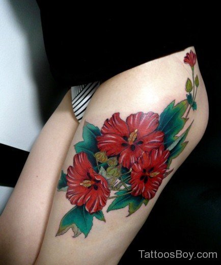 Flower Tattoo Design On Thigh 