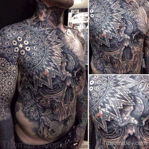 Attractive Skull Tattoo On Chest