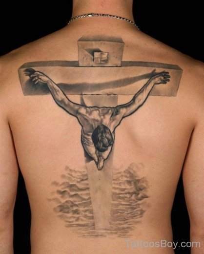 Attrcative Cross Tattoo Design On Back