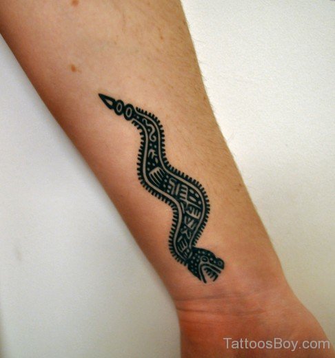 Aztec Snake Tattoo On Wrist