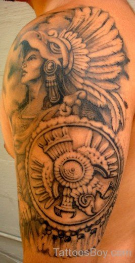 Aztec Tattoo Design On Shoulder