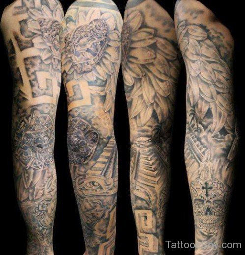 Aztec Tattoo On Full Sleeve
