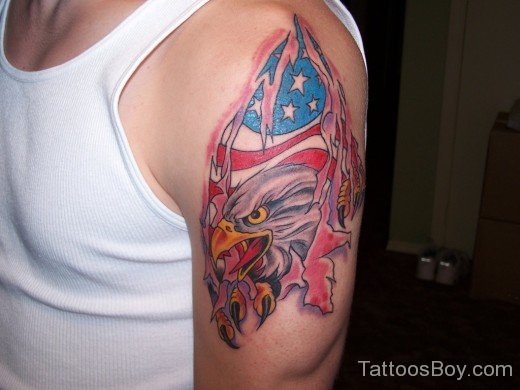 Bald Eagle and American Flag Tattoo