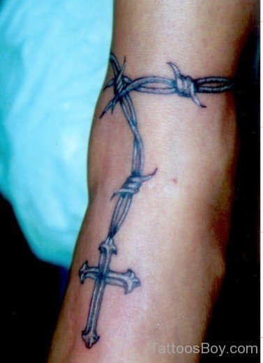 Barbed Wire And Cross Tattoo