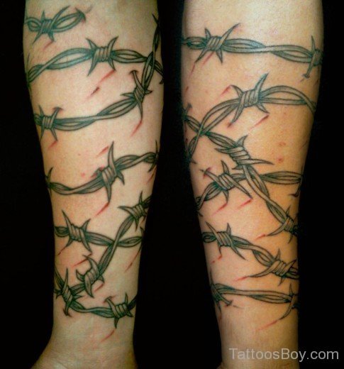 Barbed Wire Tattoo On Full Sleeve