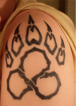 Bear Paw Tattoo On Shoulder