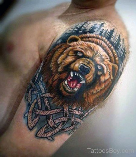 Bear Tattoo On Shoulder