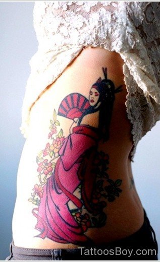 Geisha Tattoo Design On Rib 