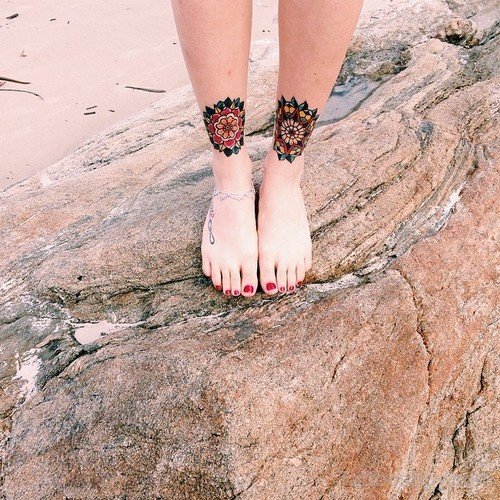 Beautiful Flower Tattoo On Ankle