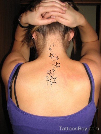 Beautiful Star Tattoo On Neck
