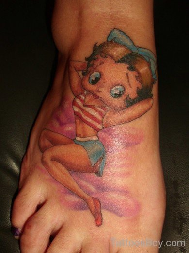 Betty Boop Tattoo On Foot