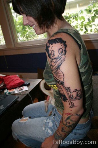 Betty Boop Tattoo On Full Sleeve