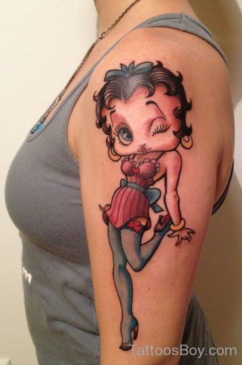 Betty Boop Tattoo On Shoulder