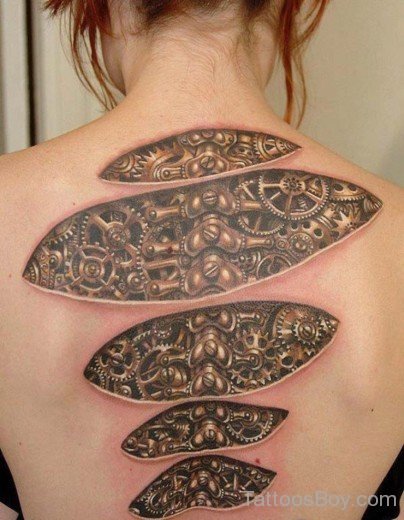 Bio Mechanical Tattoo On Back