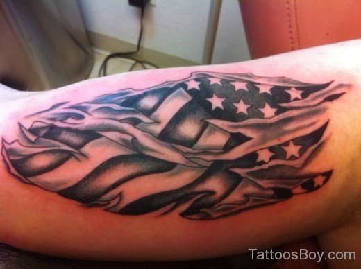 Black And Grey American Flag Tattoo