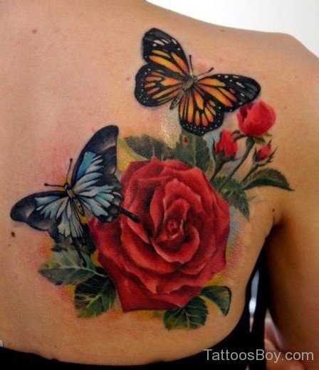 Butterfly And Rose TattButterfly And Rose Tattoo On Back oo On Back 