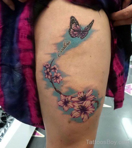 Butterfly Tattoo Design On Thigh