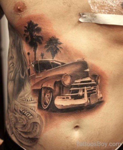 Car Tattoo Design On Rib