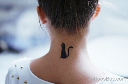 Cat Tattoo On Nape