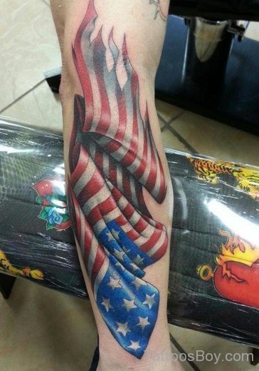 Colored American Flag Tattoo