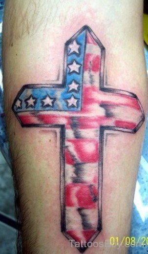 Colored Cross Tattoo