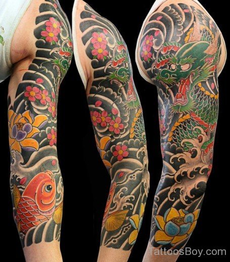  Dragon Tattoo Design On Full Sleeve 