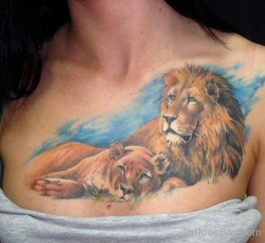 Colored Lion Tattoo Design