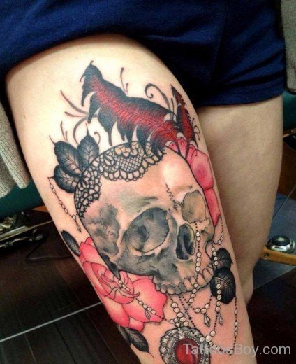  Skull Tattoo On Thigh
