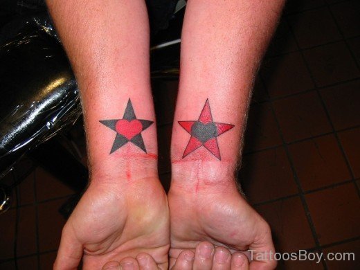 Colored Star Tattoo On Wrist