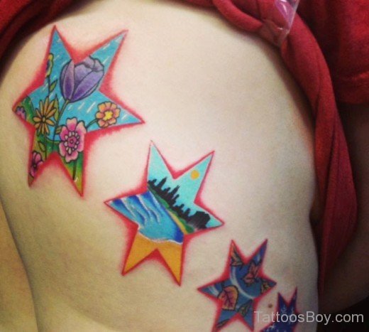Colored Star Tattoo
