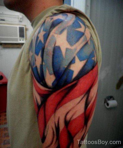Colorful American Flag Tattoo