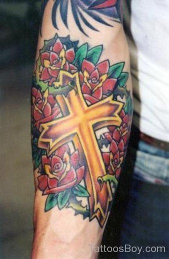 Colorful Cross Tattoo