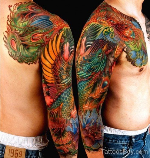 Colorful Dragon Tattoo On Chest