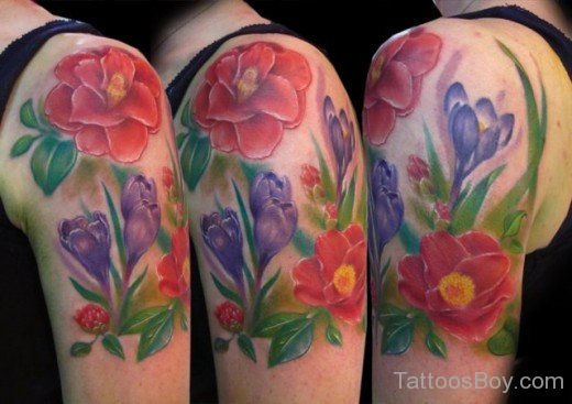 Colorful Floral Flower Tattoo