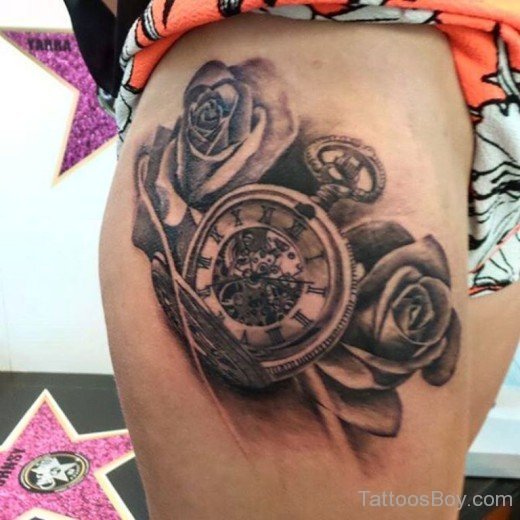 Compass Tattoo On Thigh