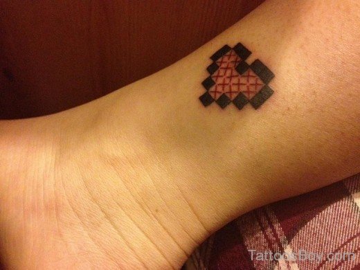 Cross Stitch Tattoo On Ankle