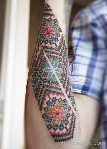 Cross Stitch Tattoo On Arm